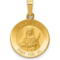 14K Yellow Gold Polished and Satin St. Lucy Medal Pendant - 17.3mm Length by Oro Pregiato