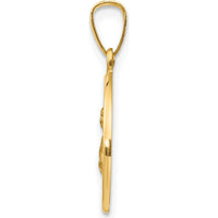 14K Yellow Gold Polished and Satin St. Lucy Medal Pendant - 17.3mm Length by Oro Pregiato