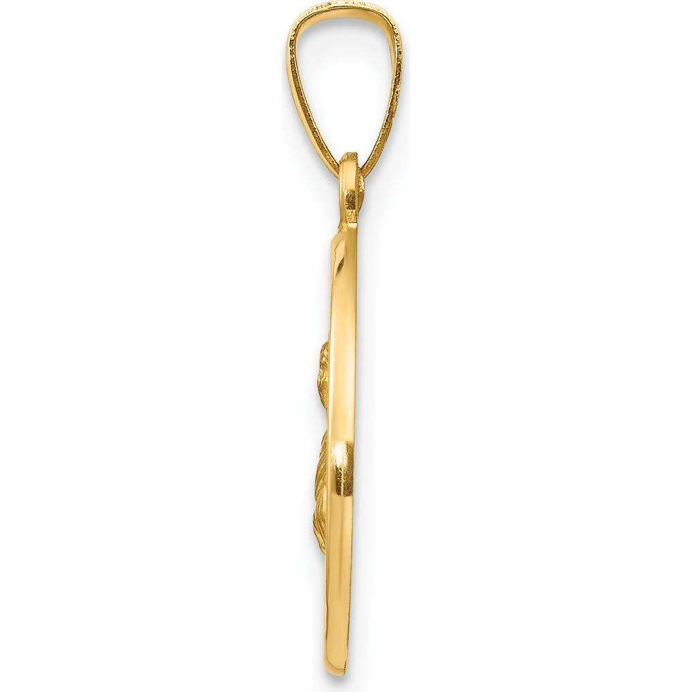 14K Yellow Gold Polished and Satin St. Lucy Medal Pendant - 17.3mm Length by Oro Pregiato