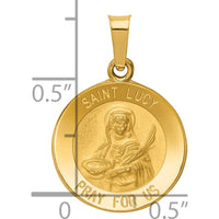14K Yellow Gold Polished and Satin St. Lucy Medal Pendant - 17.3mm Length by Oro Pregiato