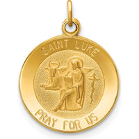 14K Yellow Gold Polished and Satin St. Luke Medal Charm - 19.75mm Length by Oro Pregiato