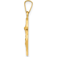 14K Yellow Gold Polished and Satin St. Michael Medal Pendant - 20mm by Oro Pregiato