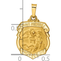 14K Yellow Gold Polished and Satin St. Michael Medal Pendant - 20mm by Oro Pregiato
