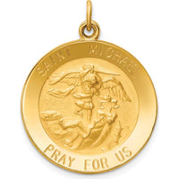 14K Yellow Gold Polished and Satin St. Michael Medal Pendant - 26.5mm by Oro Pregiato