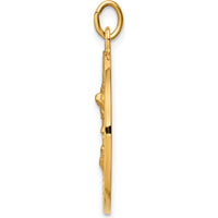 14K Yellow Gold Polished and Satin St. Michael Medal Pendant - 26.5mm by Oro Pregiato