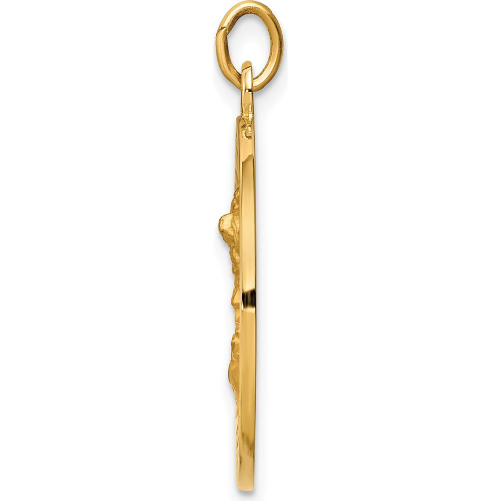 14K Yellow Gold Polished and Satin St. Michael Medal Pendant - 26.5mm by Oro Pregiato