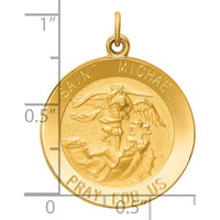 14K Yellow Gold Polished and Satin St. Michael Medal Pendant - 26.5mm by Oro Pregiato