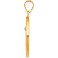 14K Yellow Gold Polished and Satin St. Michael Medal Pendant - 32mm Length by 0