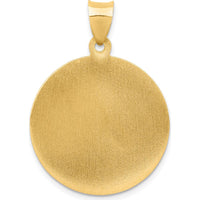 14K Yellow Gold Polished and Satin St. Michael Medal Pendant - 32mm Length by 0
