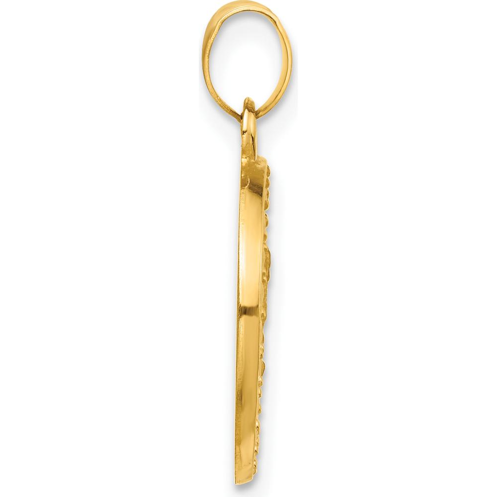 14K Yellow Gold Polished and Satin St. Michael Medal Round Pendant - Symbol of Justice and Protection by Oro Pregiato