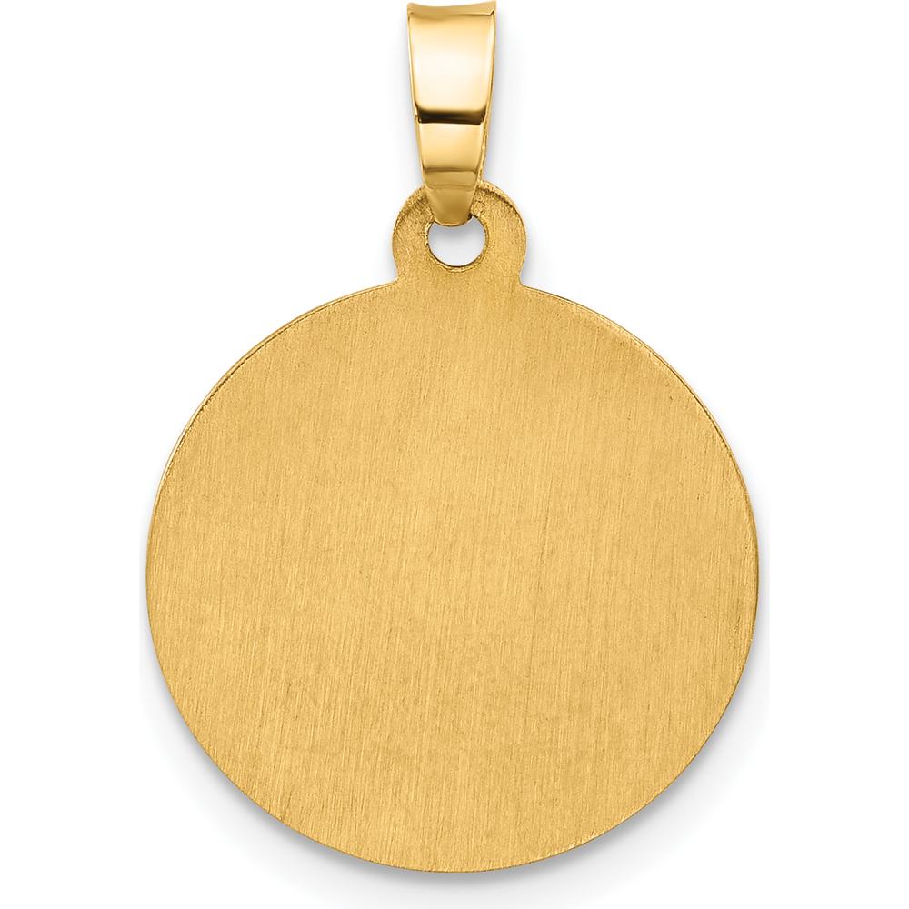 14K Yellow Gold Polished and Satin St. Michael Medal Round Pendant - Symbol of Justice and Protection by Oro Pregiato