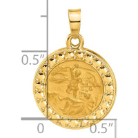 14K Yellow Gold Polished and Satin St. Michael Medal Round Pendant - Symbol of Justice and Protection by Oro Pregiato