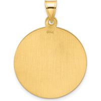 14K Yellow Gold Polished and Satin St. Michael Round Pendant - Solid Design by Oro Pregiato