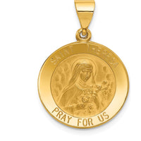 14K Yellow Gold Polished and Satin St Theresa Medal Pendant - 22mm Length by Oro Pregiato