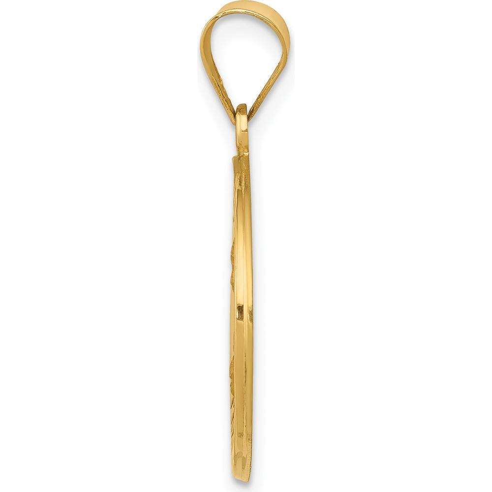 14K Yellow Gold Polished and Satin St Theresa Medal Pendant - 22mm Length by Oro Pregiato
