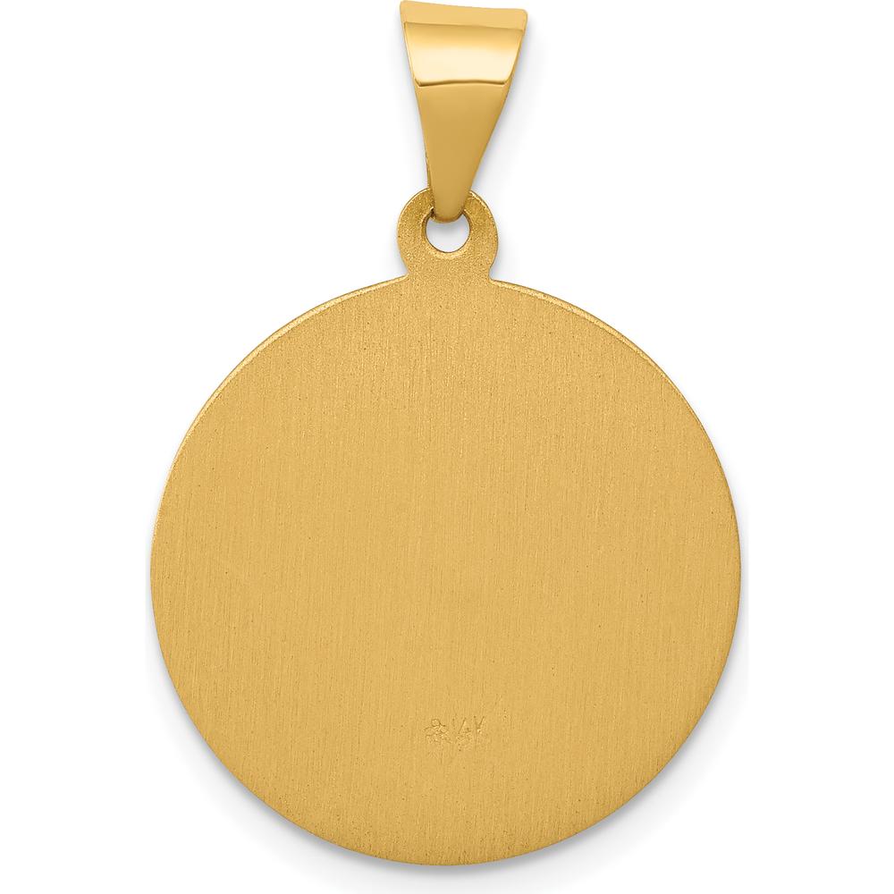 14K Yellow Gold Polished and Satin St Theresa Medal Pendant - 22mm Length by Oro Pregiato
