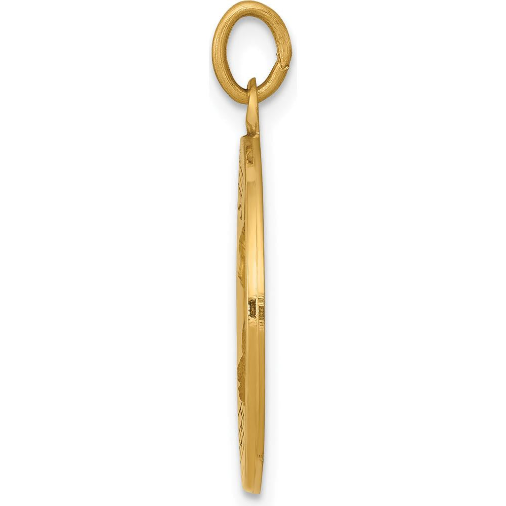 14K Yellow Gold Polished and Satin St. Theresa Medal Pendant - 26mm Length by Oro Pregiato