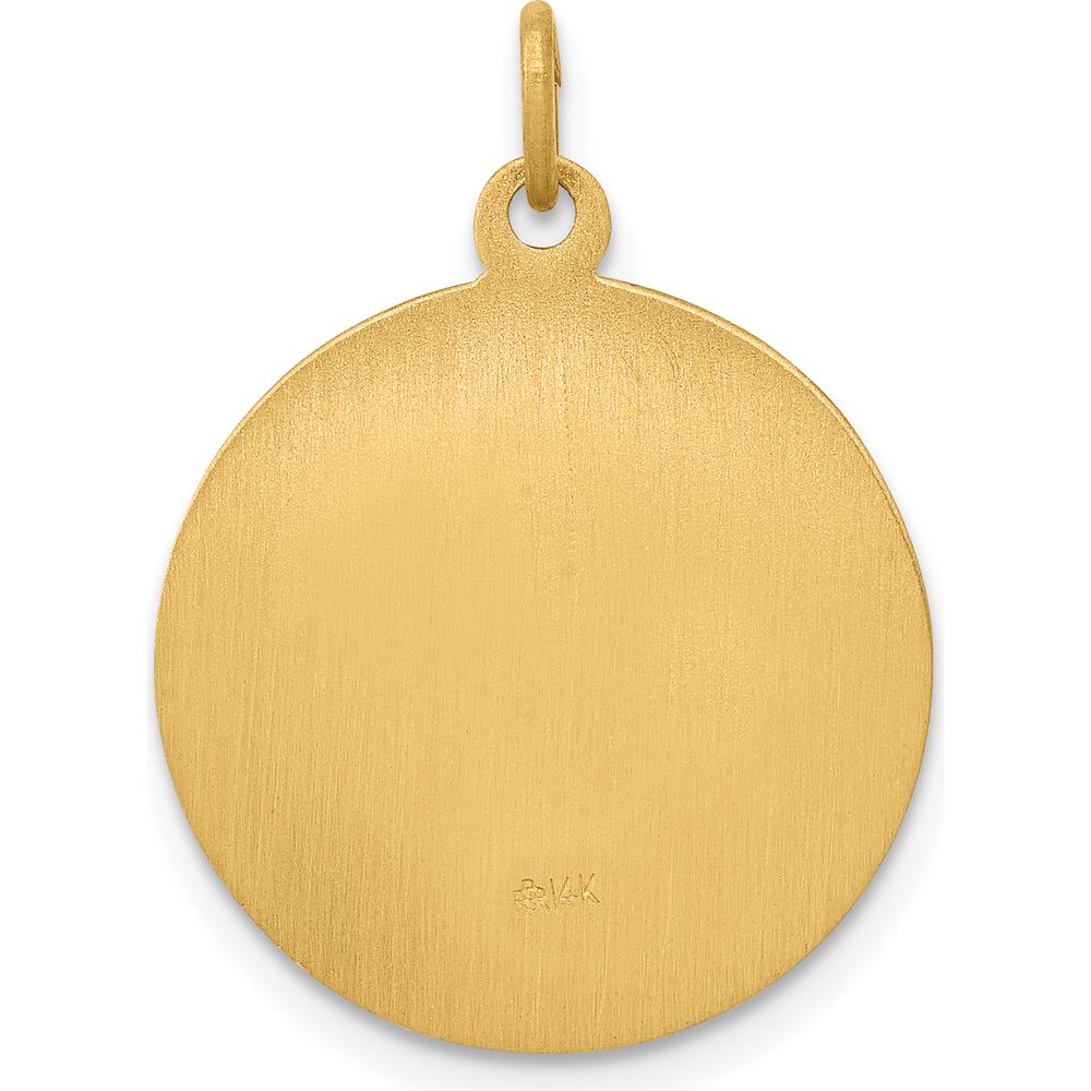 14K Yellow Gold Polished and Satin St. Theresa Medal Pendant - 26mm Length by Oro Pregiato