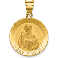14K Yellow Gold Polished and Satin St. Vincent Medal Pendant - 26.2mm by Oro Pregiato