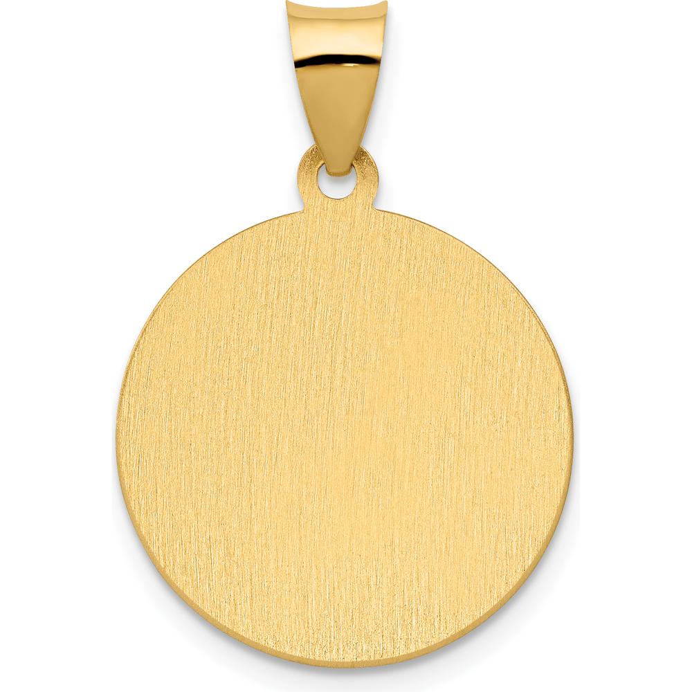 14K Yellow Gold Polished and Satin St. Vincent Medal Pendant - 26.2mm by Oro Pregiato