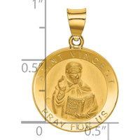 14K Yellow Gold Polished and Satin St. Vincent Medal Pendant - 26.2mm by Oro Pregiato