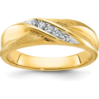 14K Yellow Gold Polished and Satin Tapered Men's Ring Mounting by Monteluci Fine Jewelry