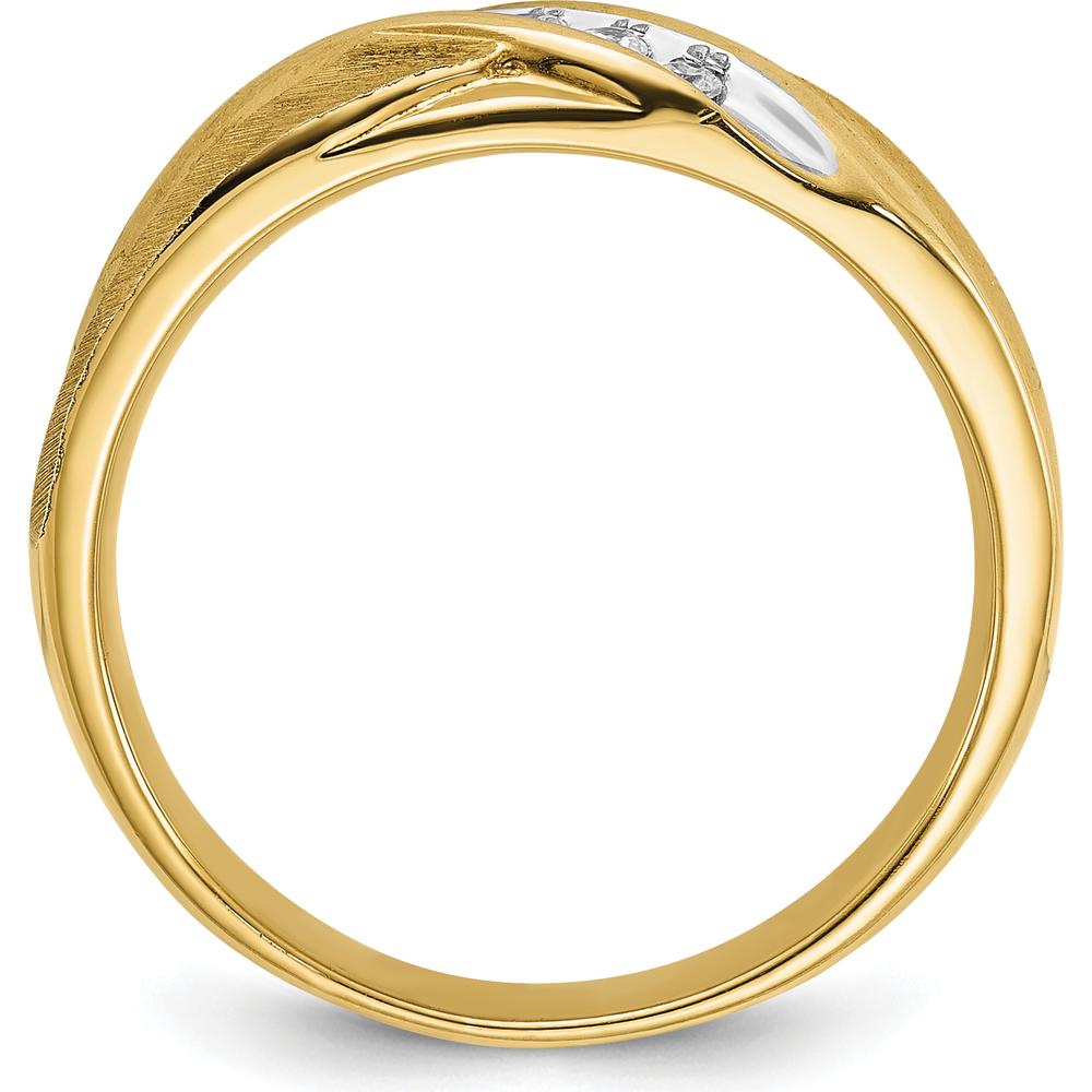14K Yellow Gold Polished and Satin Tapered Men's Ring Mounting by Monteluci Fine Jewelry