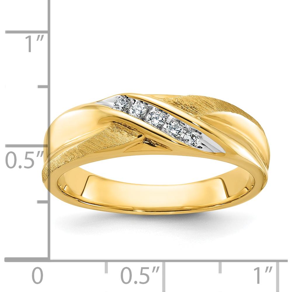 14K Yellow Gold Polished and Satin Tapered Men's Ring Mounting by Monteluci Fine Jewelry