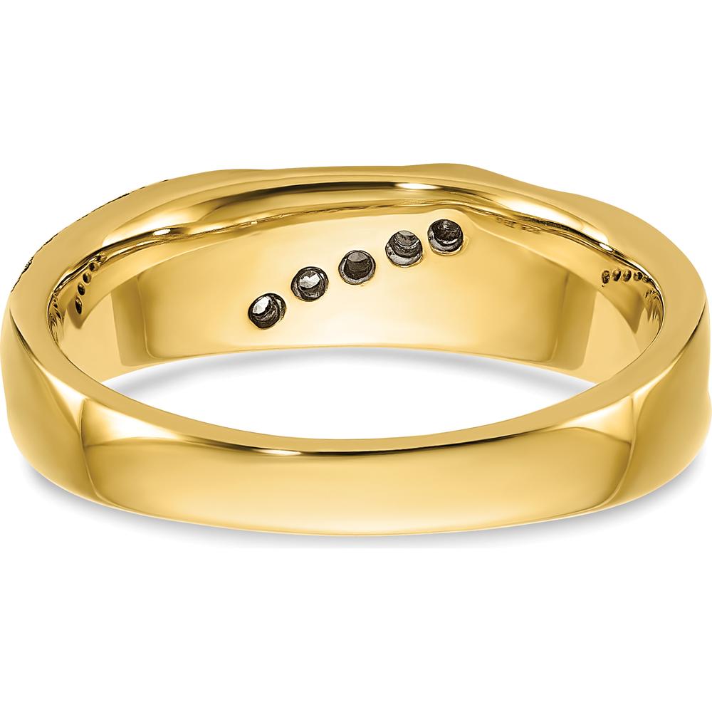 14K Yellow Gold Polished and Satin Tapered Men's Ring Mounting by Monteluci Fine Jewelry