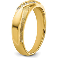 14K Yellow Gold Polished and Satin Tapered Men's Ring Mounting by Monteluci Fine Jewelry