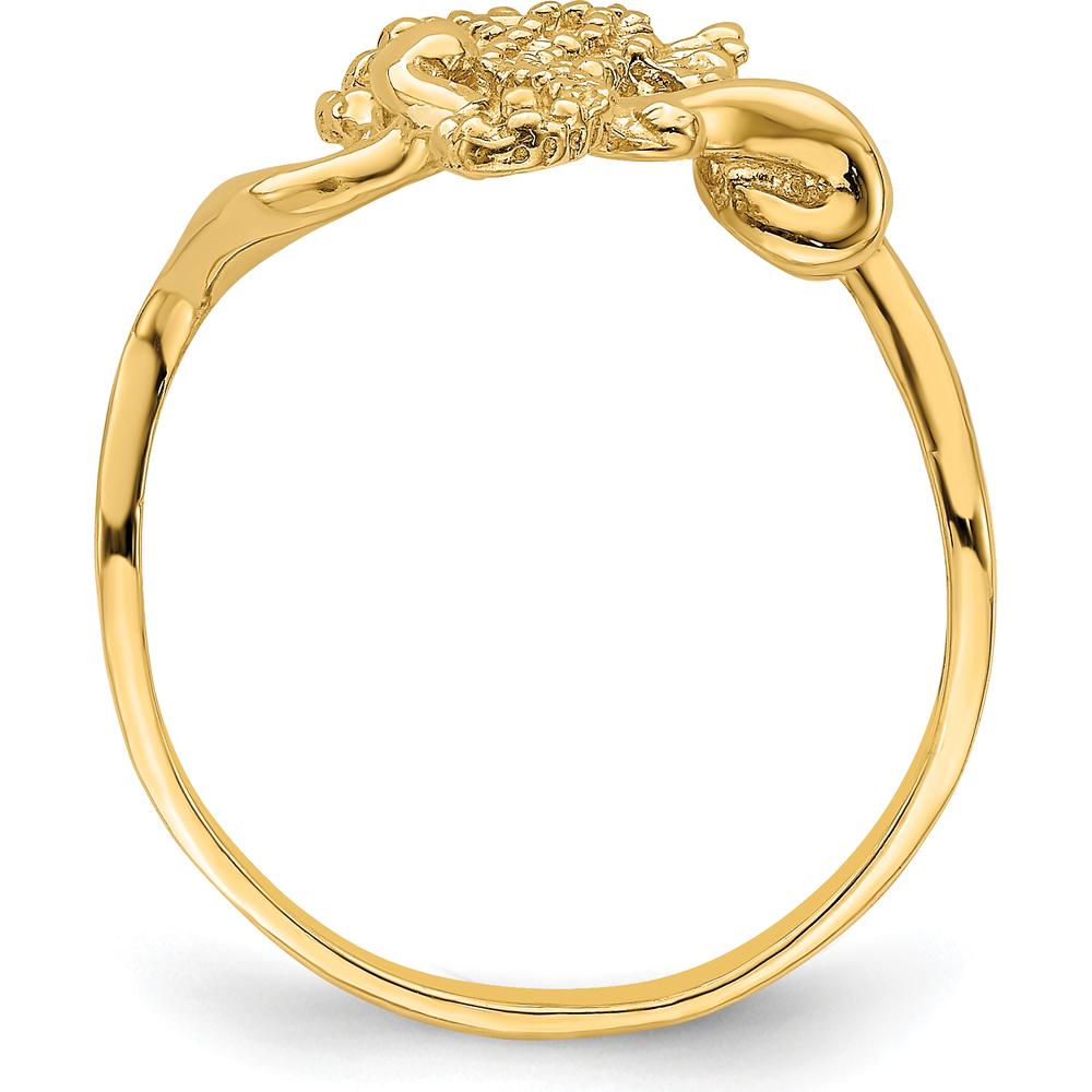 14K Yellow Gold Polished and Textured 2D Seahorse Ring - Size 7 by 0