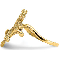 14K Yellow Gold Polished and Textured 2D Seahorse Ring - Size 7 by 0