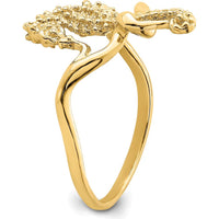 14K Yellow Gold Polished and Textured 2D Seahorse Ring - Size 7 by 0