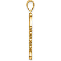 14K Yellow Gold Polished and Textured 3D Fishbone Pendant Charm by Oro Pregiato