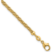 14K Yellow Gold Polished and Textured 3mm Twisted Mesh Fancy Beaded 7.75" Bracelet by 0