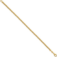 14K Yellow Gold Polished and Textured 3mm Twisted Mesh Fancy Beaded 7.75" Bracelet by 0