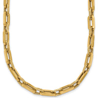 14K Yellow Gold Polished and Textured 4.8mm Double Fancy Link Necklace - 18.5" Length by 0