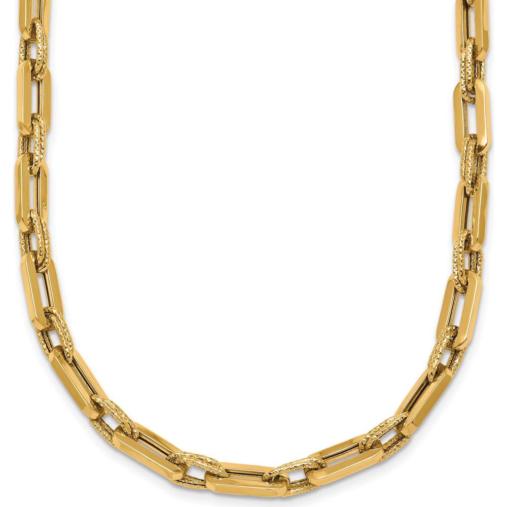 14K Yellow Gold Polished and Textured 4.8mm Double Fancy Link Necklace - 18.5" Length by 0