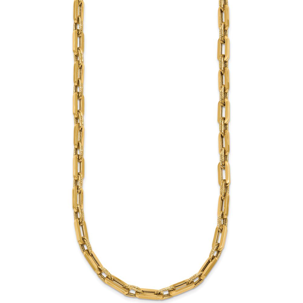 14K Yellow Gold Polished and Textured 4.8mm Double Fancy Link Necklace - 18.5" Length by 0