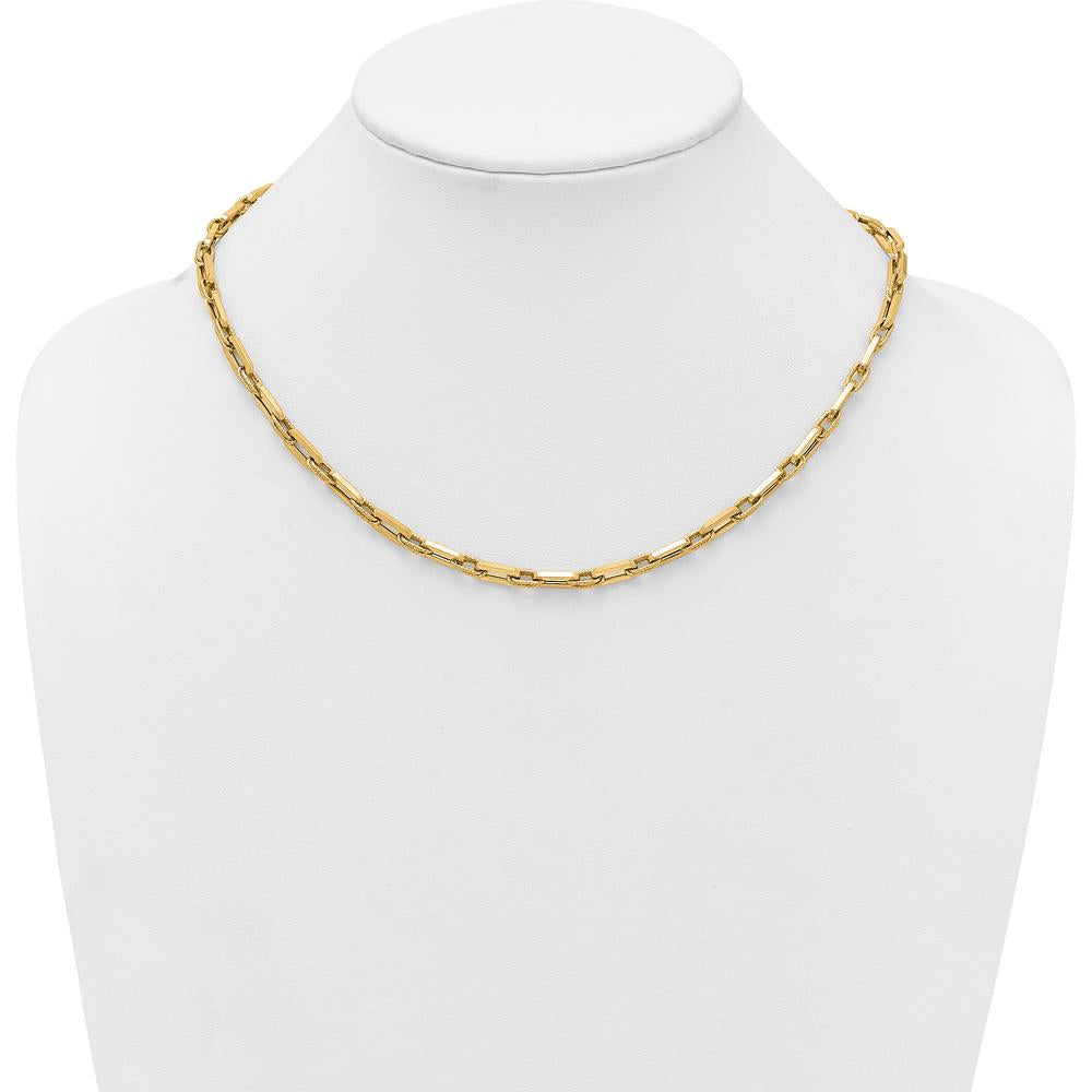14K Yellow Gold Polished and Textured 4.8mm Double Fancy Link Necklace - 18.5" Length by 0