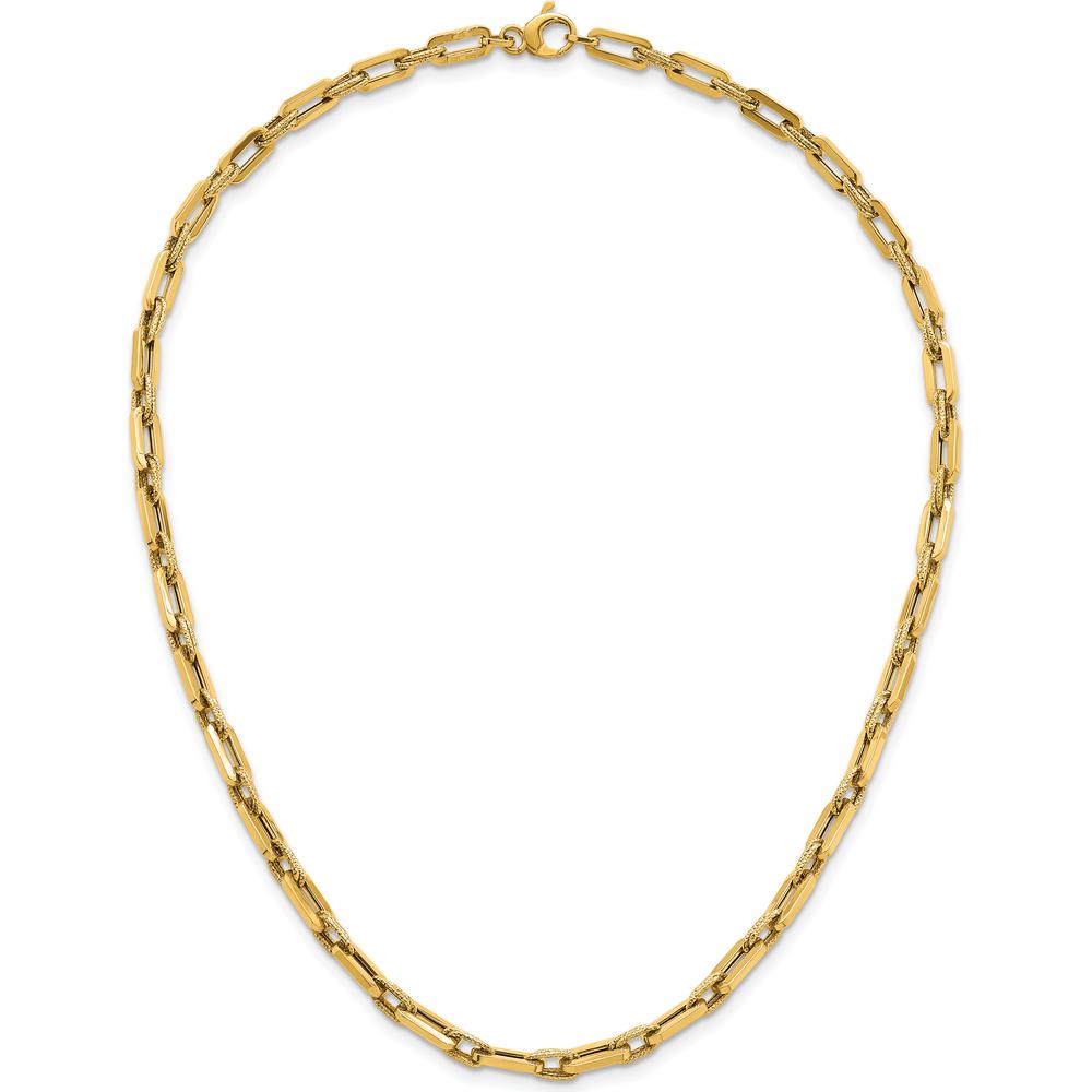 14K Yellow Gold Polished and Textured 4.8mm Double Fancy Link Necklace - 18.5" Length by 0