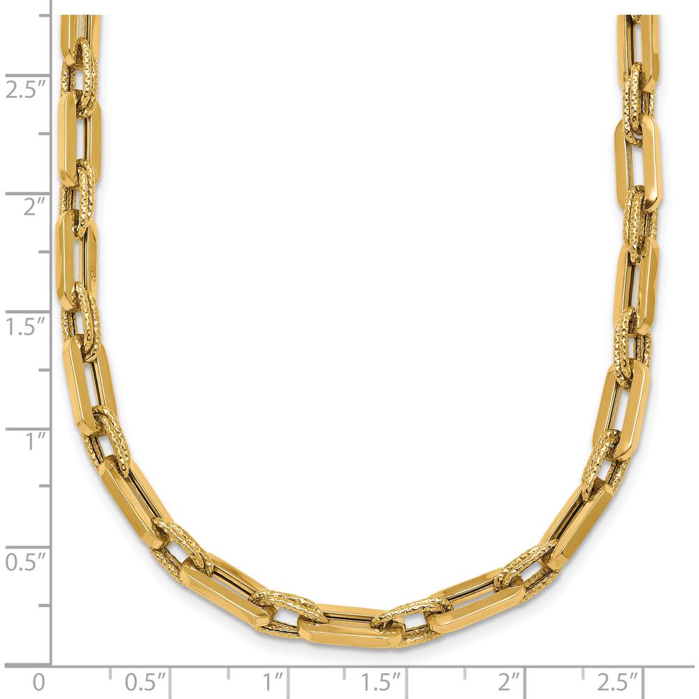 14K Yellow Gold Polished and Textured 4.8mm Double Fancy Link Necklace - 18.5" Length by 0