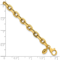 14K Yellow Gold Polished and Textured 4.9mm Fancy Cable Link Bracelet - 7.5 Inches by 0