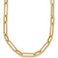 14K Yellow Gold Polished and Textured 4mm Fancy Long Link 24" Necklace by 0