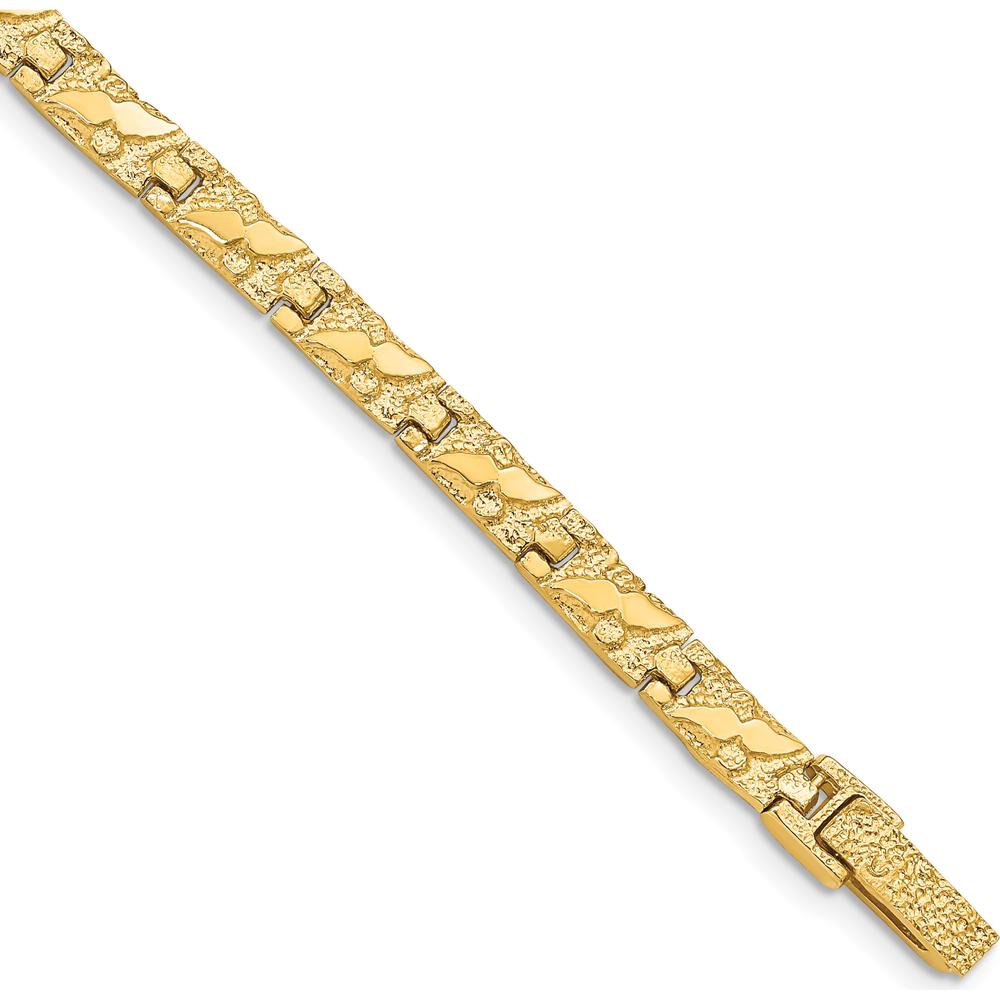 14K Yellow Gold Polished and Textured 5.5mm Nugget Bracelet - 7 Inches by Oro Pregiato