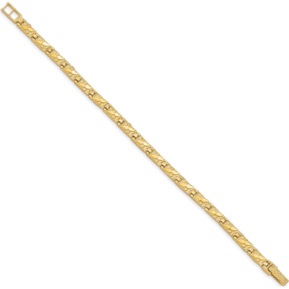 14K Yellow Gold Polished and Textured 5.5mm Nugget Bracelet - 7 Inches by Oro Pregiato