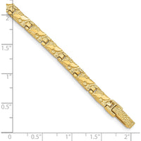 14K Yellow Gold Polished and Textured 5.5mm Nugget Bracelet - 7 Inches by Oro Pregiato