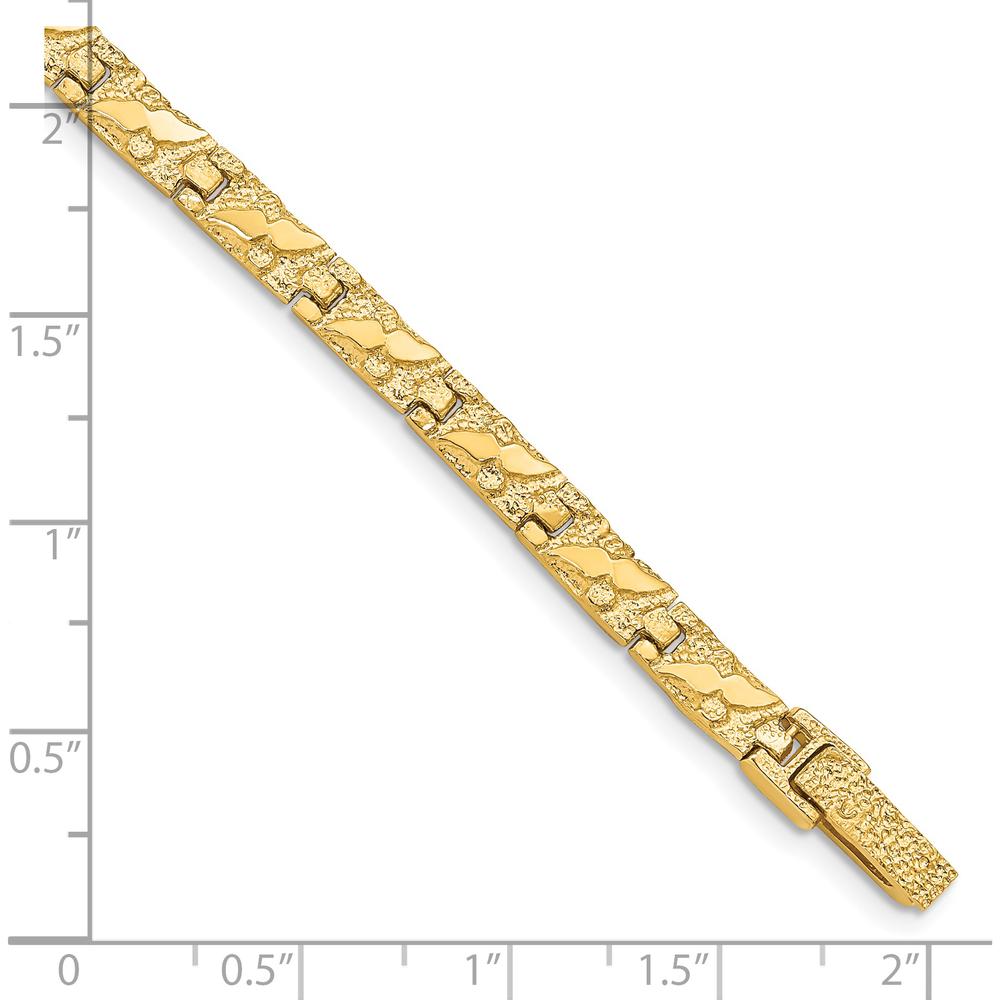 14K Yellow Gold Polished and Textured 5.5mm Nugget Bracelet - 7 Inches by Oro Pregiato