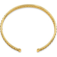 14K Yellow Gold Polished and Textured 6.80mm Cuff Bangle Bracelet by Oro Pregiato