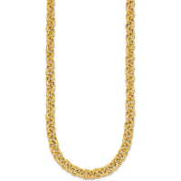 14K Yellow Gold Polished and Textured 7.3mm Cable Chain Necklace - 18" Length by 0